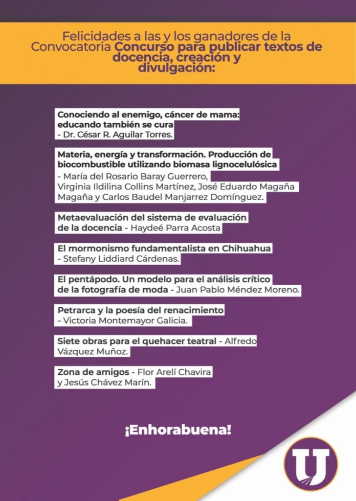 Conoce A Los Ganadores Del Concurso De Publicación De Docencia Creación Y Divulgación De La 0079