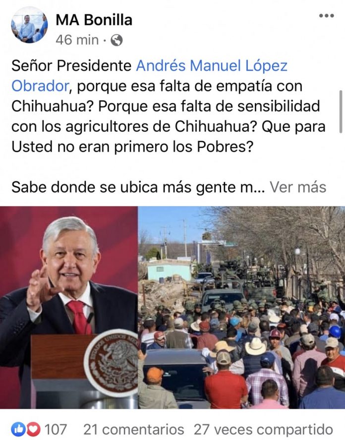 ¿no Qué Primero Los Pobres Amlo Los Más Pobres Son Los Campesinos Y Hoy Los Atacas Bonilla