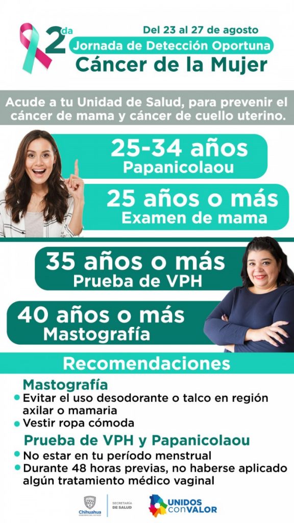 Invita Secretaría de Salud a Segunda Jornada de detección oportuna de cáncer en la mujer