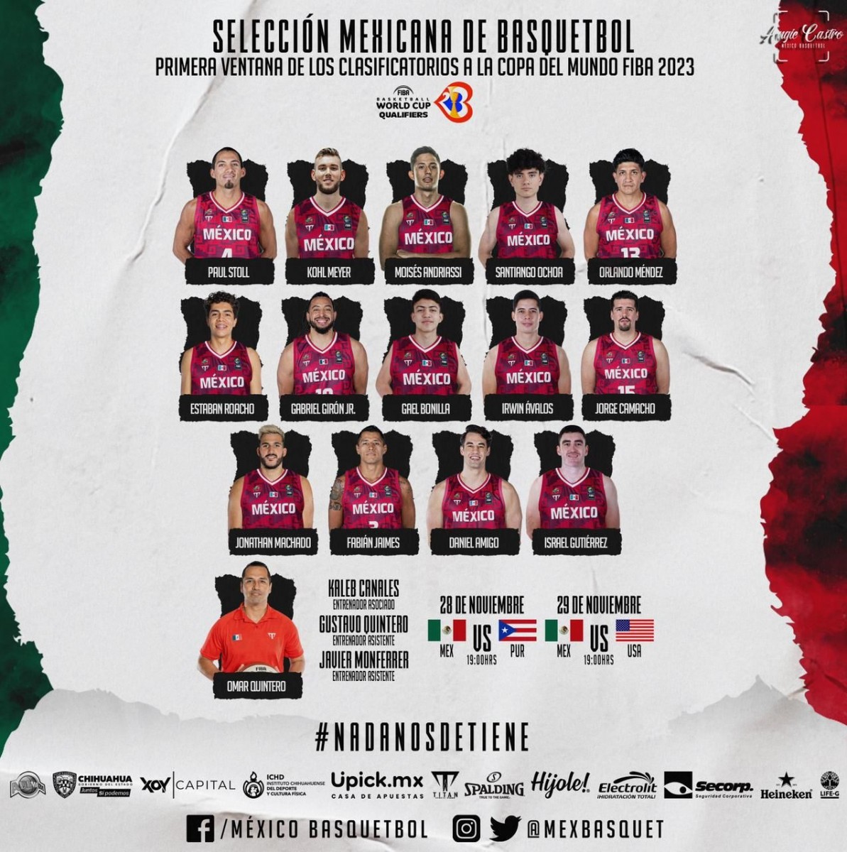 Revelan lista de la Selección Mexicana de Básquetbol para la ventana del  pre mundial de Chihuahua |