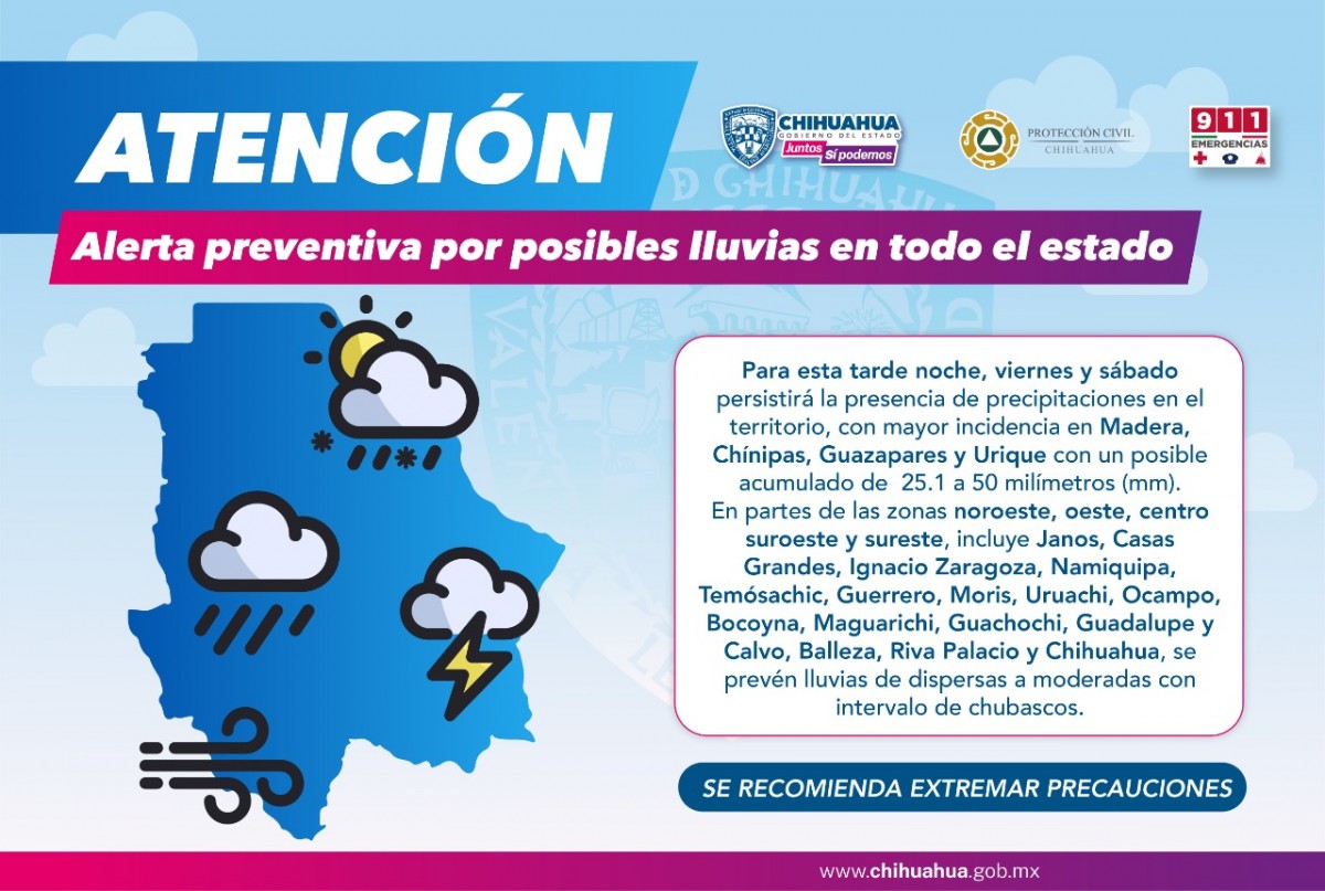 Exhorta Protección Civil Estatal A Tomar Precauciones Ante El